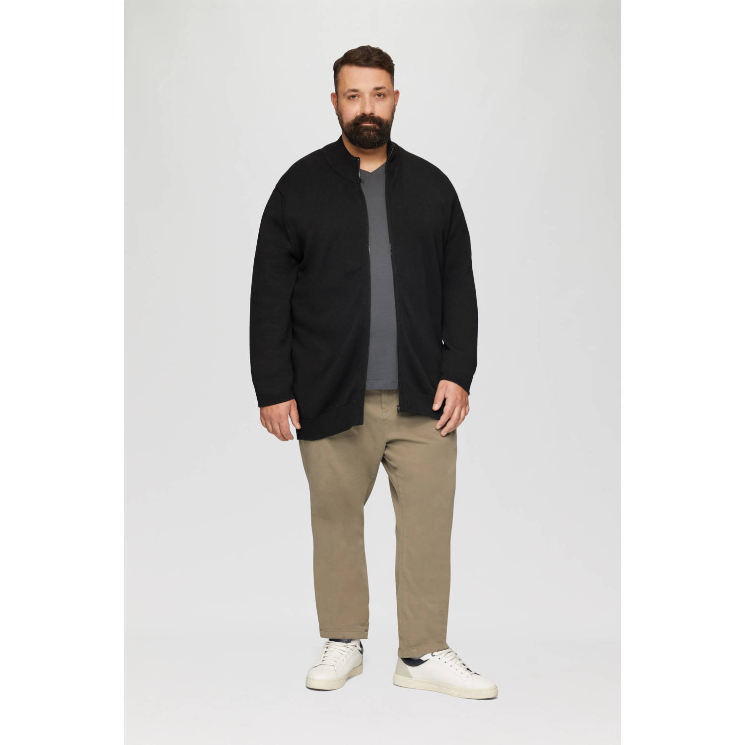 S.Oliver Big Size fijngebreid vest Plus Size zwart