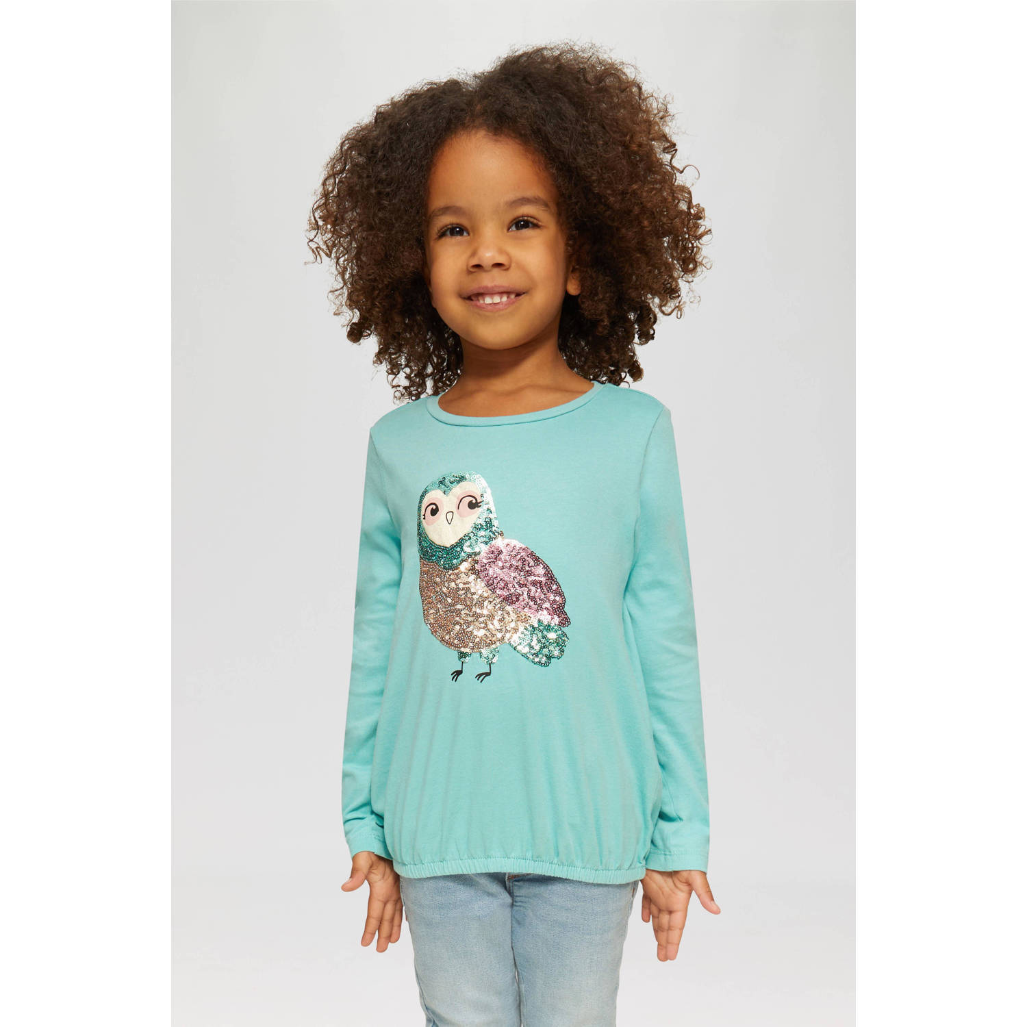 s.Oliver longsleeve met printopdruk turquoise