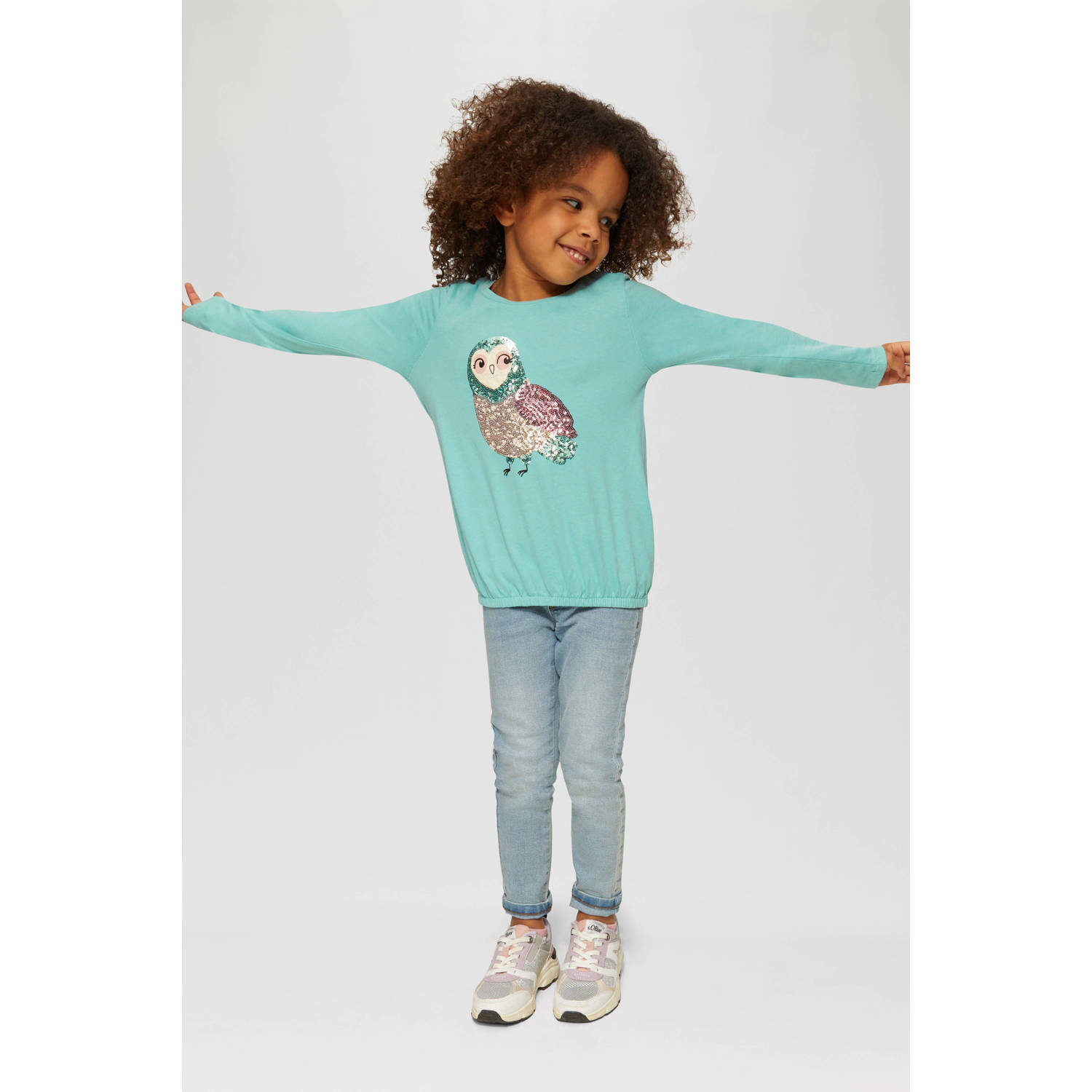 s.Oliver longsleeve met printopdruk turquoise