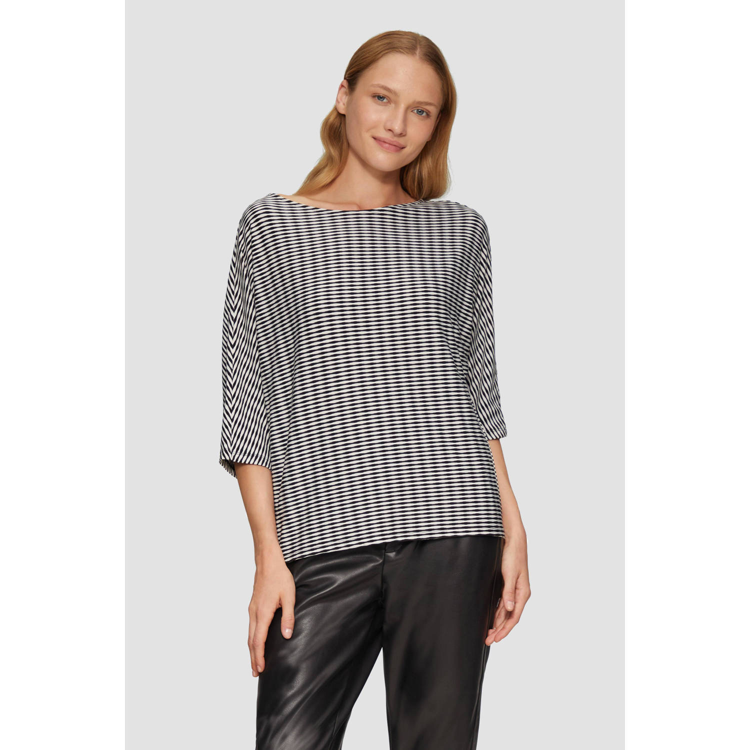 S.Oliver top met all over print zwart wit