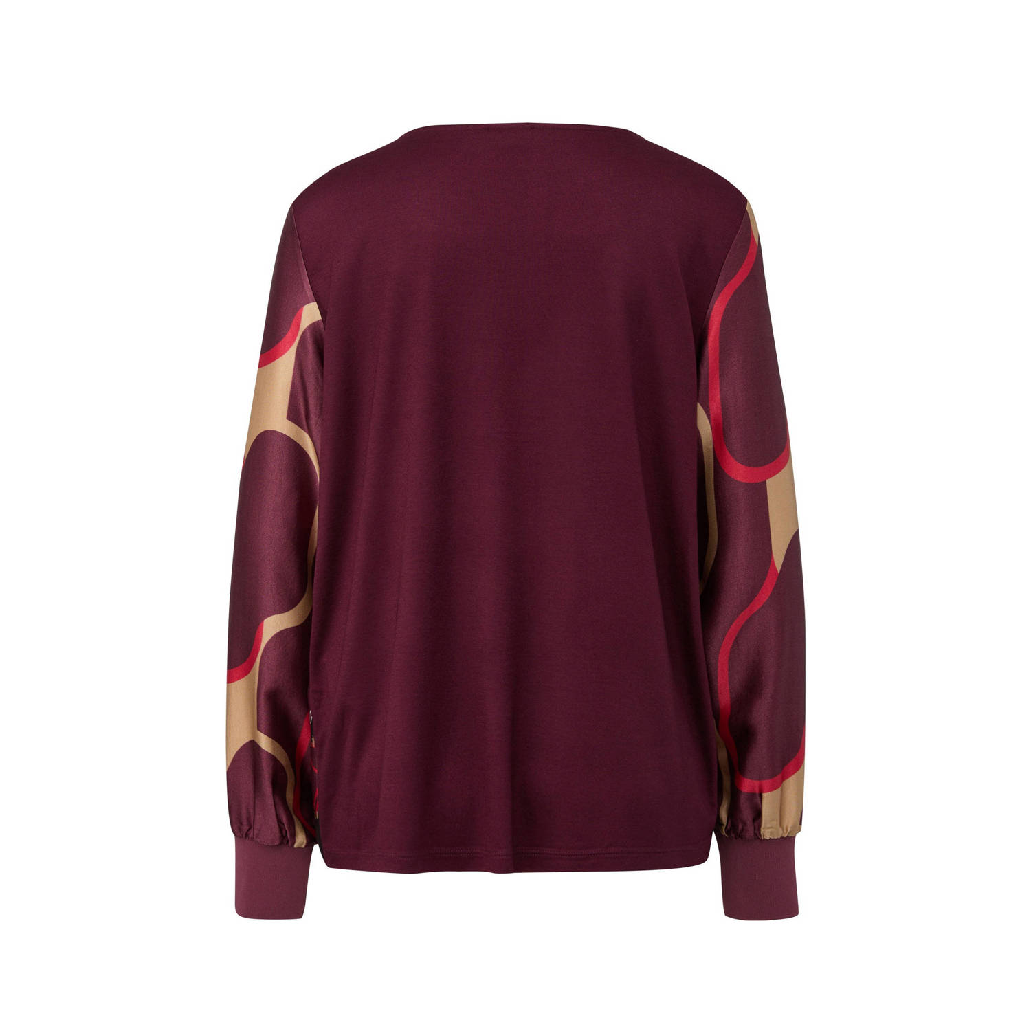 s.Oliver BLACK LABEL top met all over print en plooien donkerrood ecru