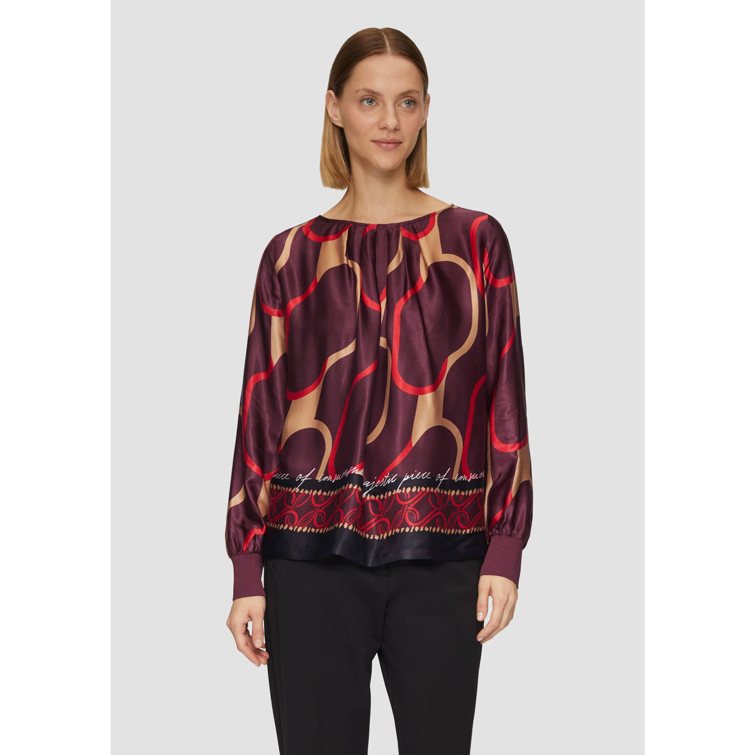 S.Oliver BLACK LABEL Loose fit blouse van pure viscose met geplooide details