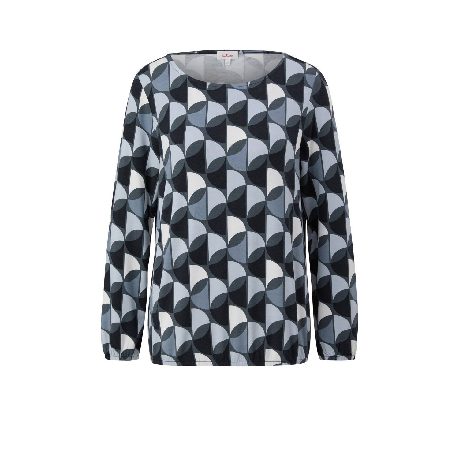 s.Oliver top met grafische print antraciet grijs