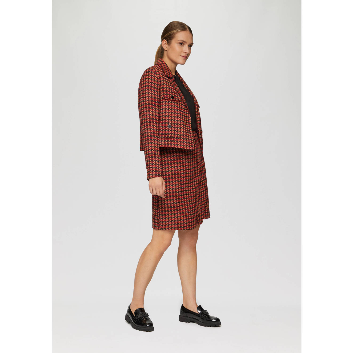 s.Oliver BLACK LABEL geruite jasje rood zwart