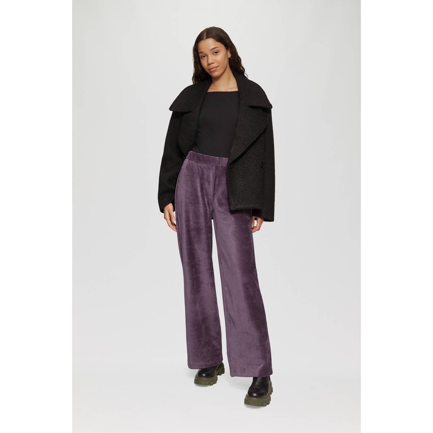 Q S by s.Oliver corduroy straight fit broek paars