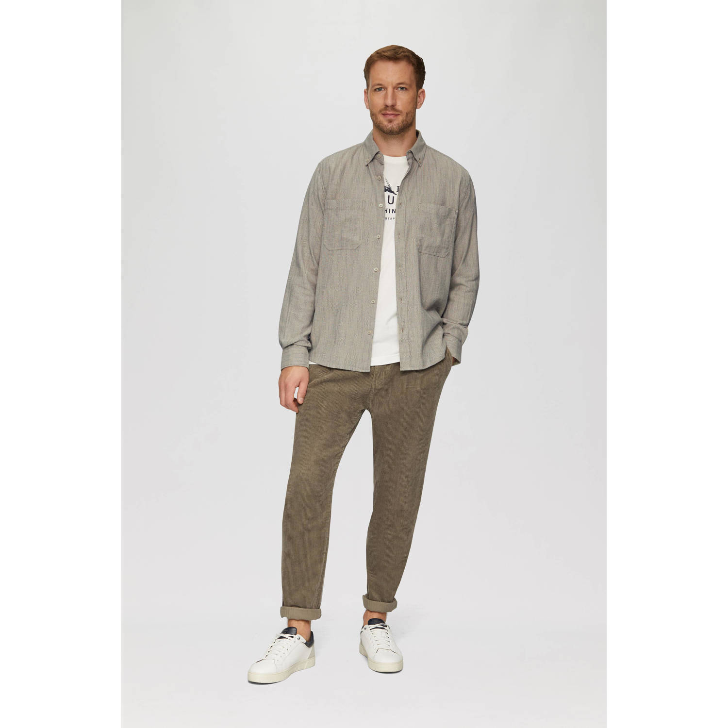 s.Oliver overhemd met all over print beige
