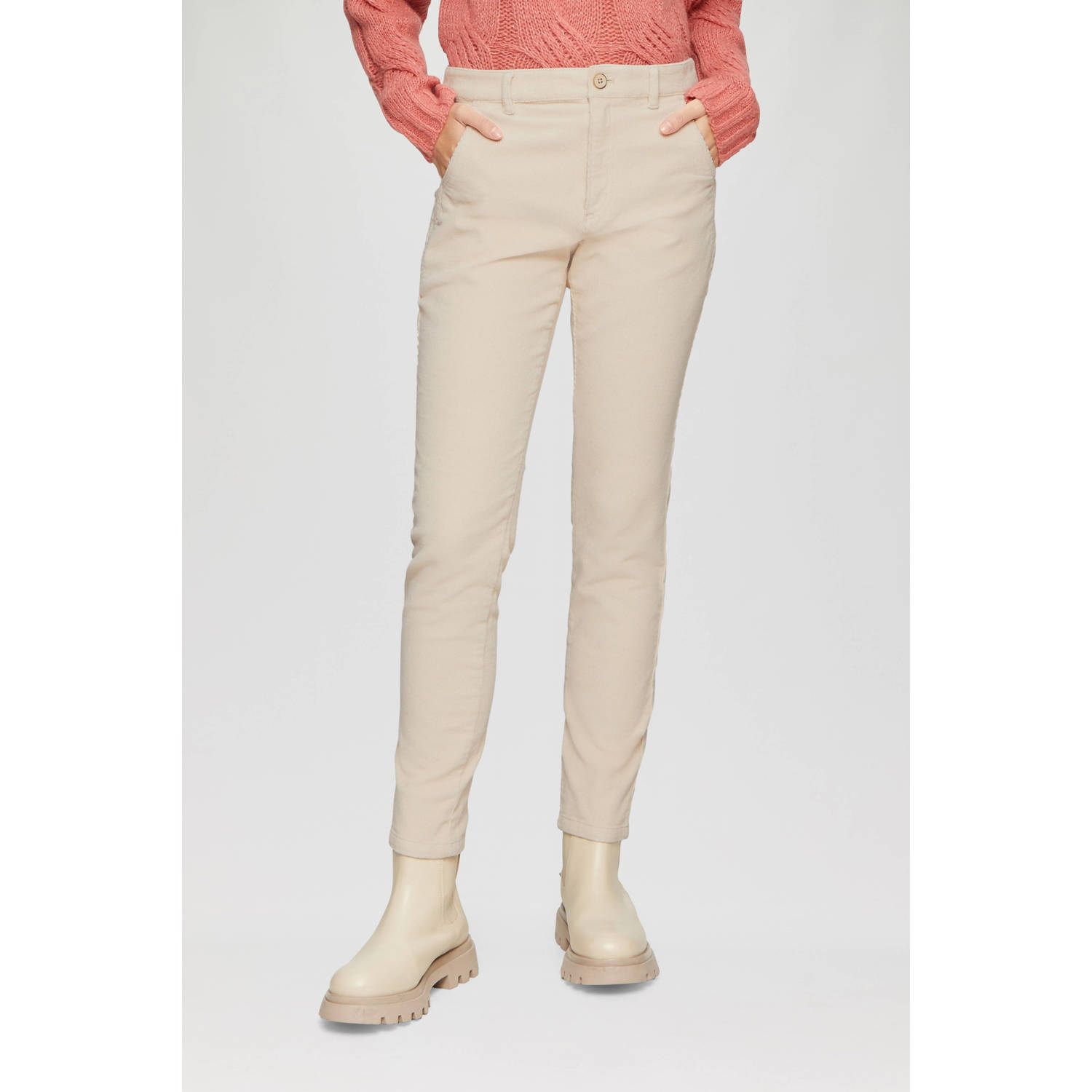S.Oliver corduroy regular fit broek ecru