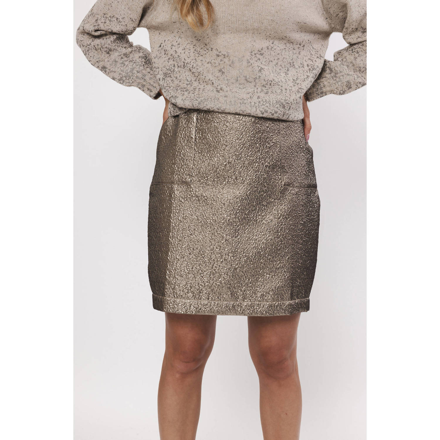Poools midi rok goud