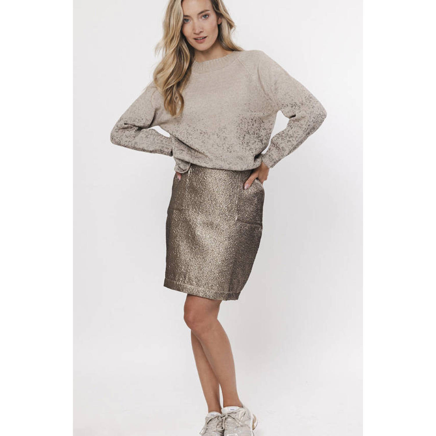 Poools midi rok goud