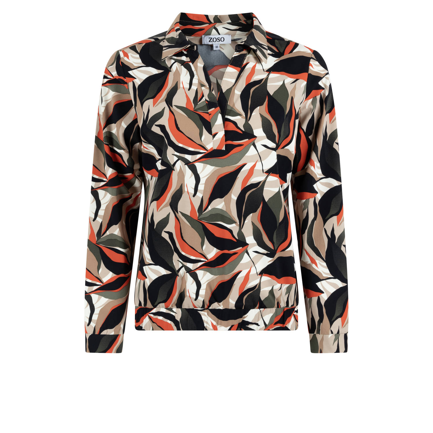 Zoso blousetop Jennifer met grafische print zwart bruin oranje