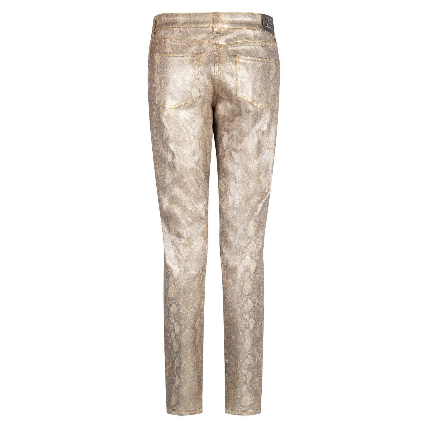 Zoso regular fit broek Demi met dierenprint goud