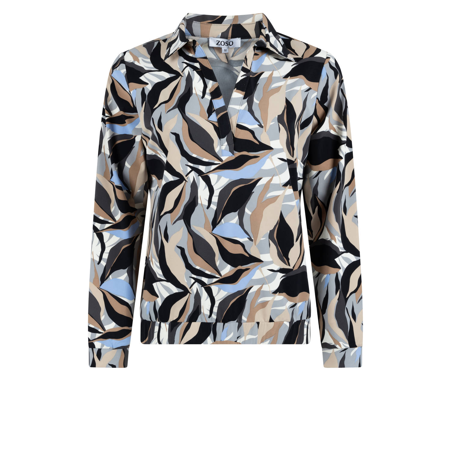 Zoso top Jennifer met grafische print beige lichtblauw