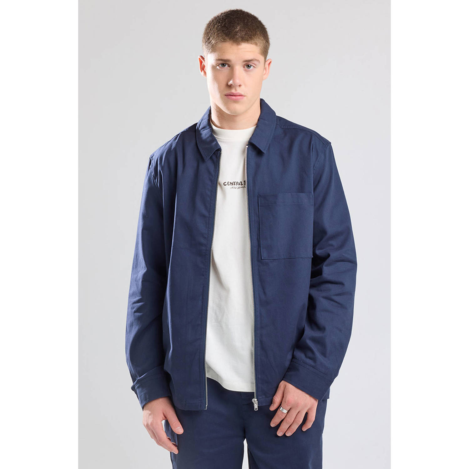 America Today loose fit overshirt Hedley donkerblauw