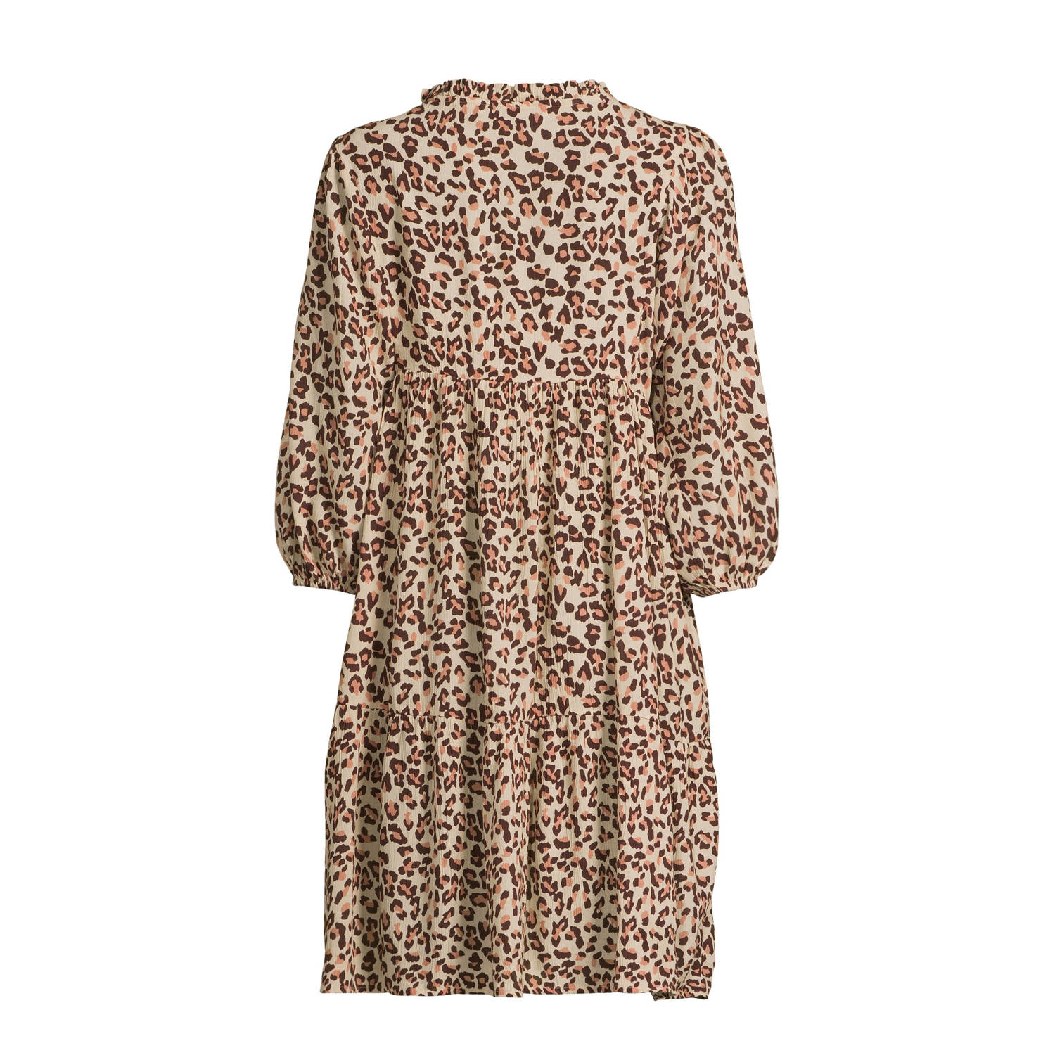 anytime midi jurk met V-hals panterprint