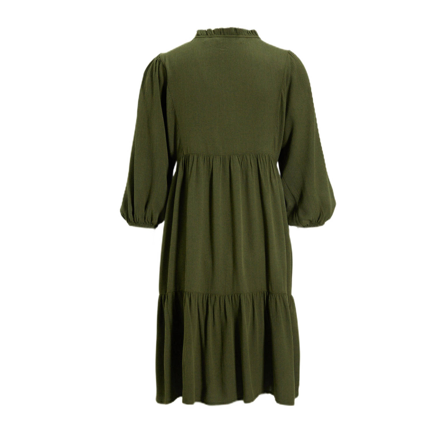 anytime midi jurk met V-hals khaki