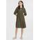 Anytime crinkle midi jurk met V-hals khaki