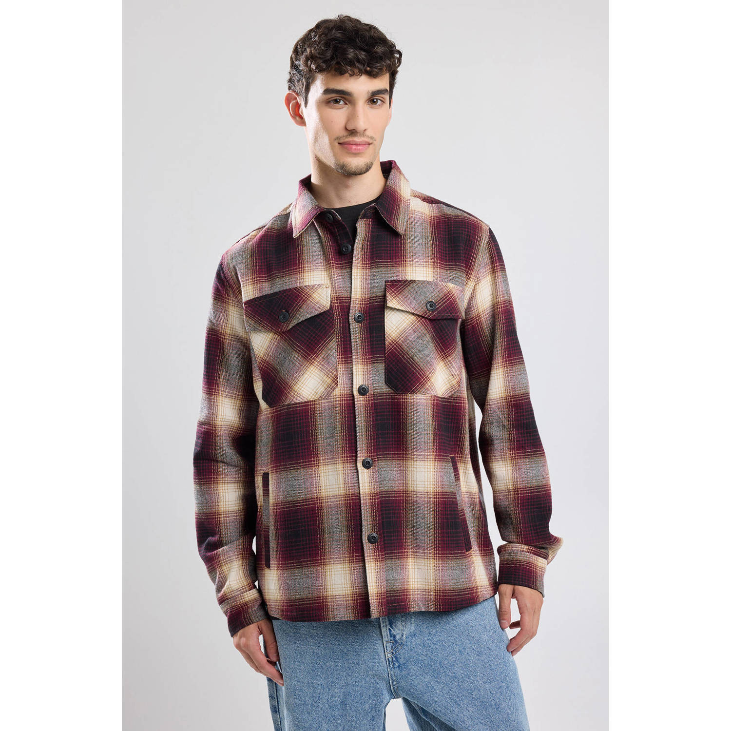 America Today geruit regular fit overshirt rood