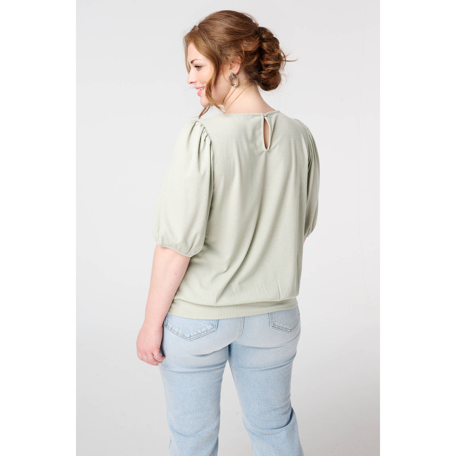 MS Mode top lichtkaki met lurex