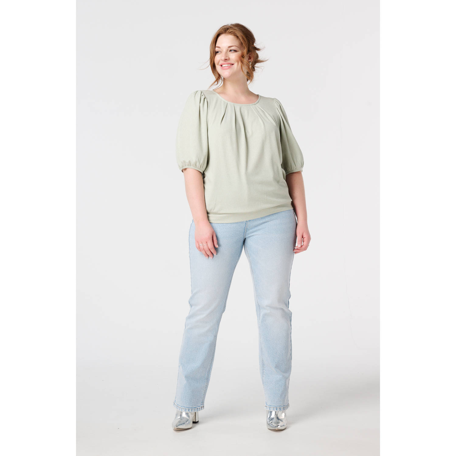 MS Mode top lichtkaki met lurex