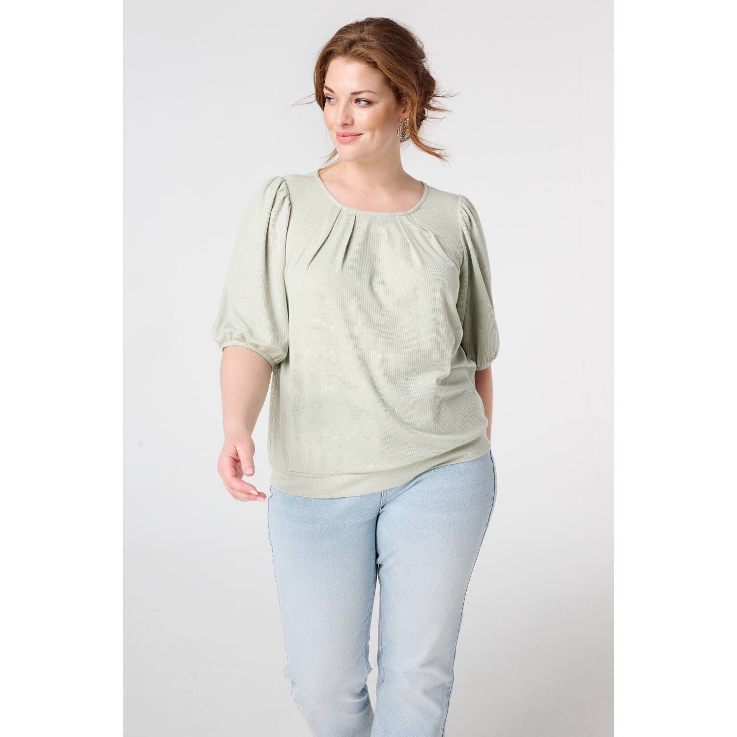 MS Mode top lichtkaki met lurex