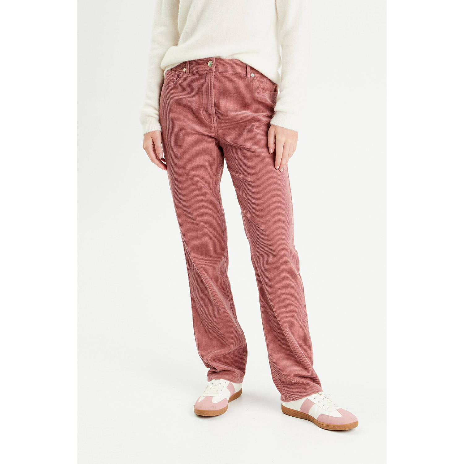 Cache corduroy straight fit broek roze