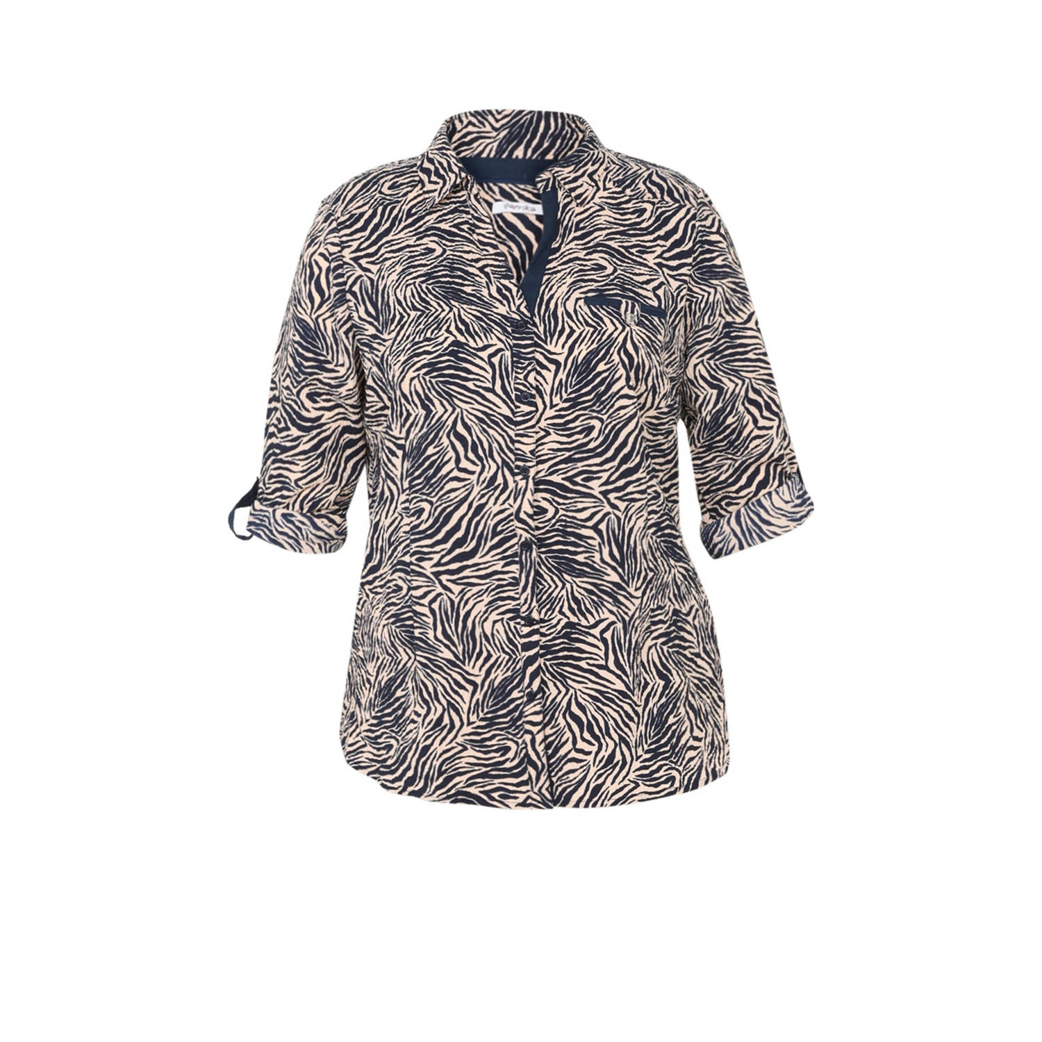 Paprika blouse met all over print beige zwart