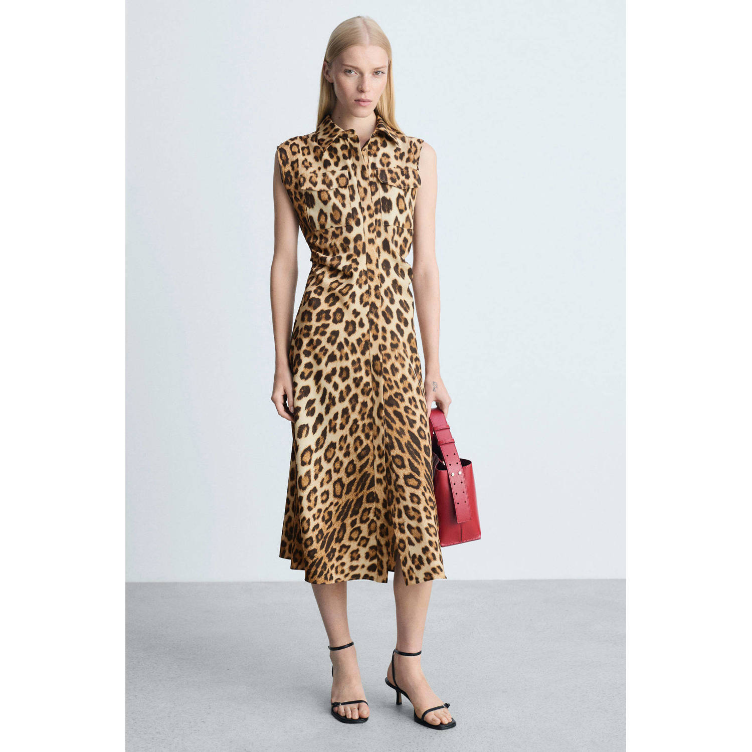 Mango blousejurk met panterprint bruin