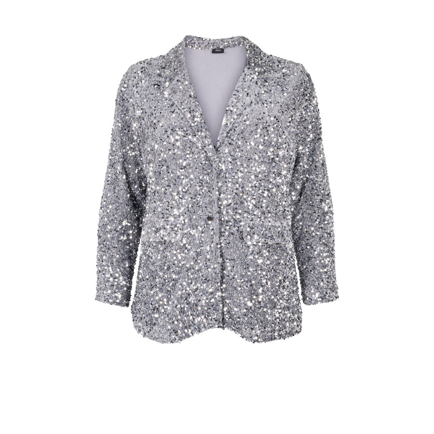 Zizzi rechtvallende blazer zilver