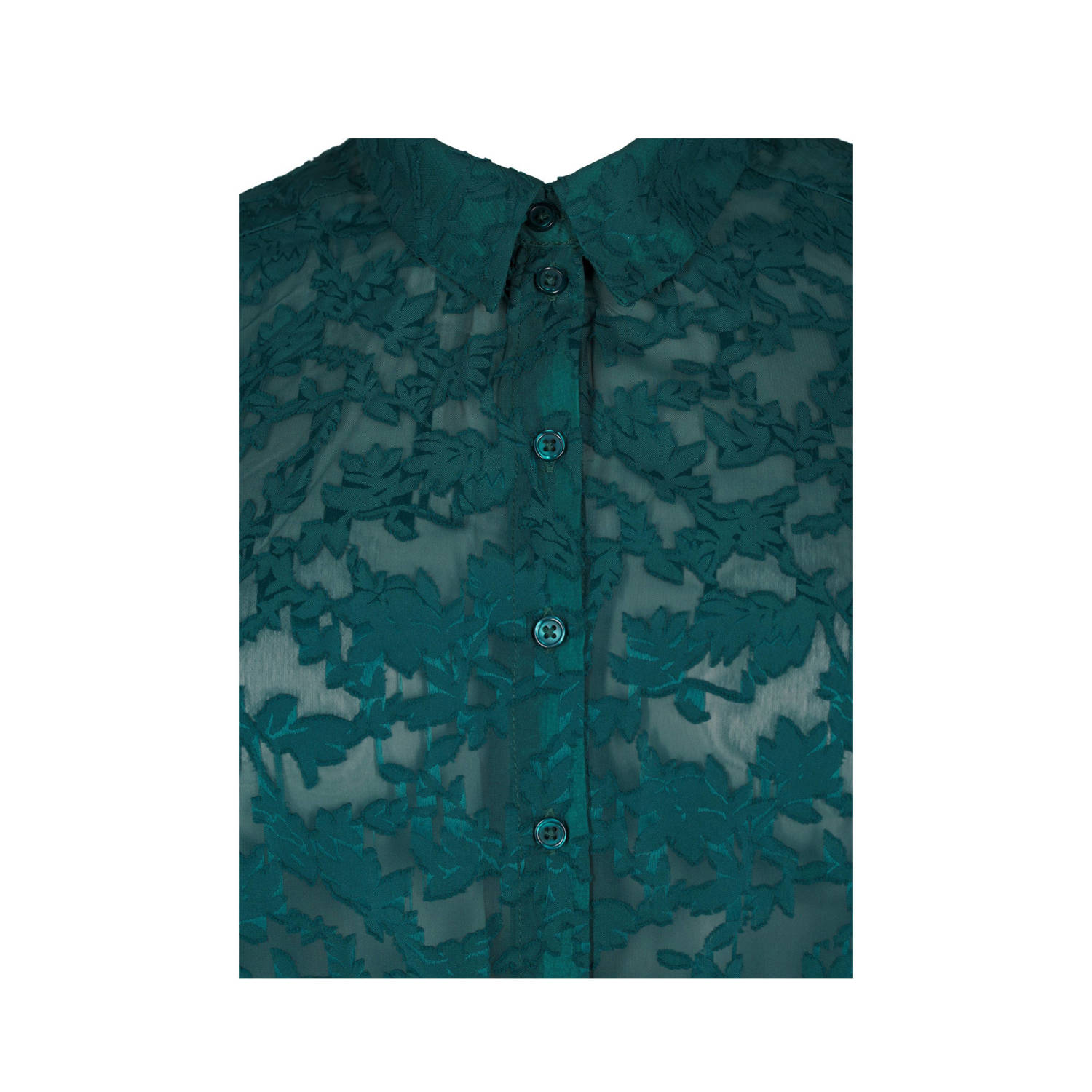 Zizzi semi-transparante blouse met all over print donkergroen