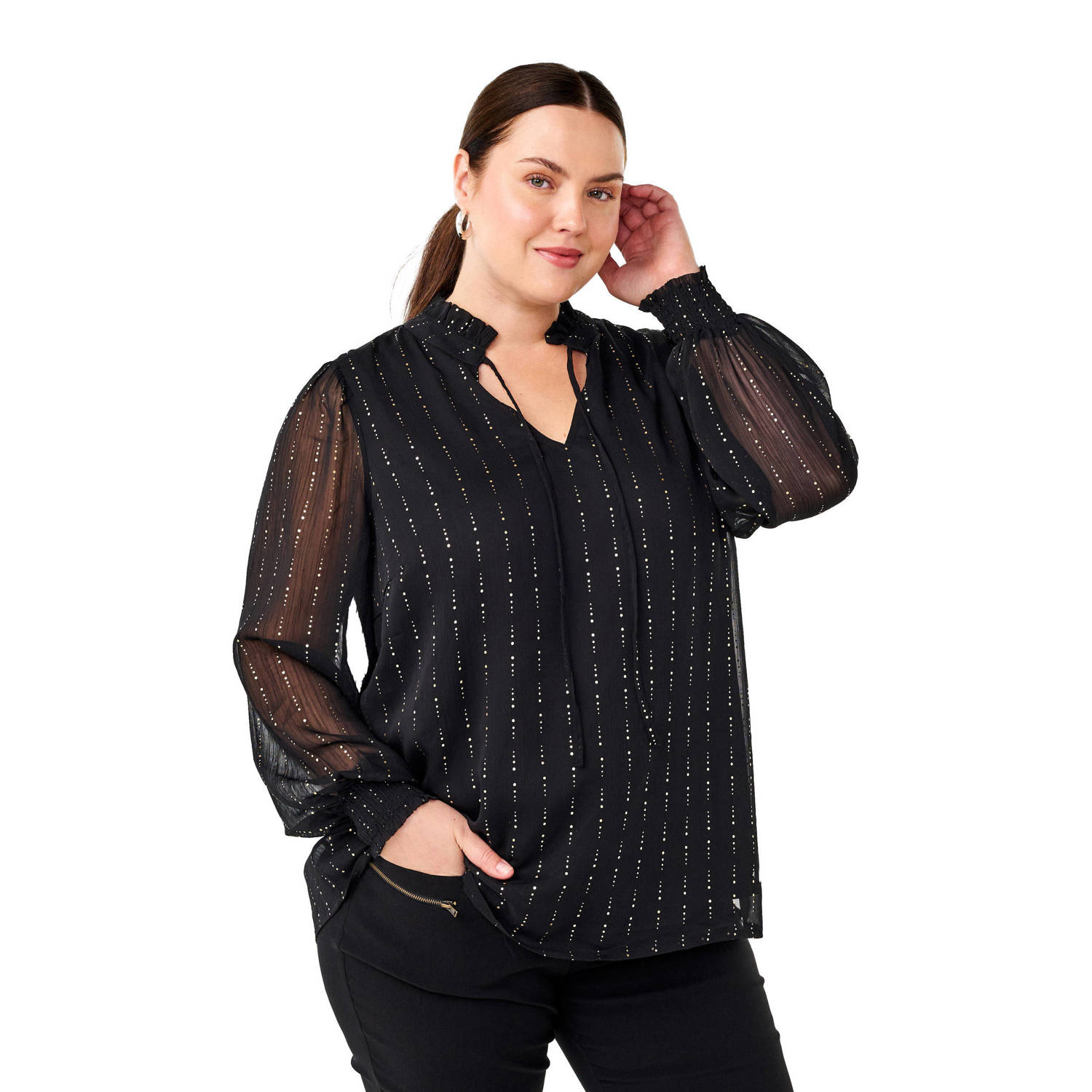 Zizzi semi-transparante blouse zwart
