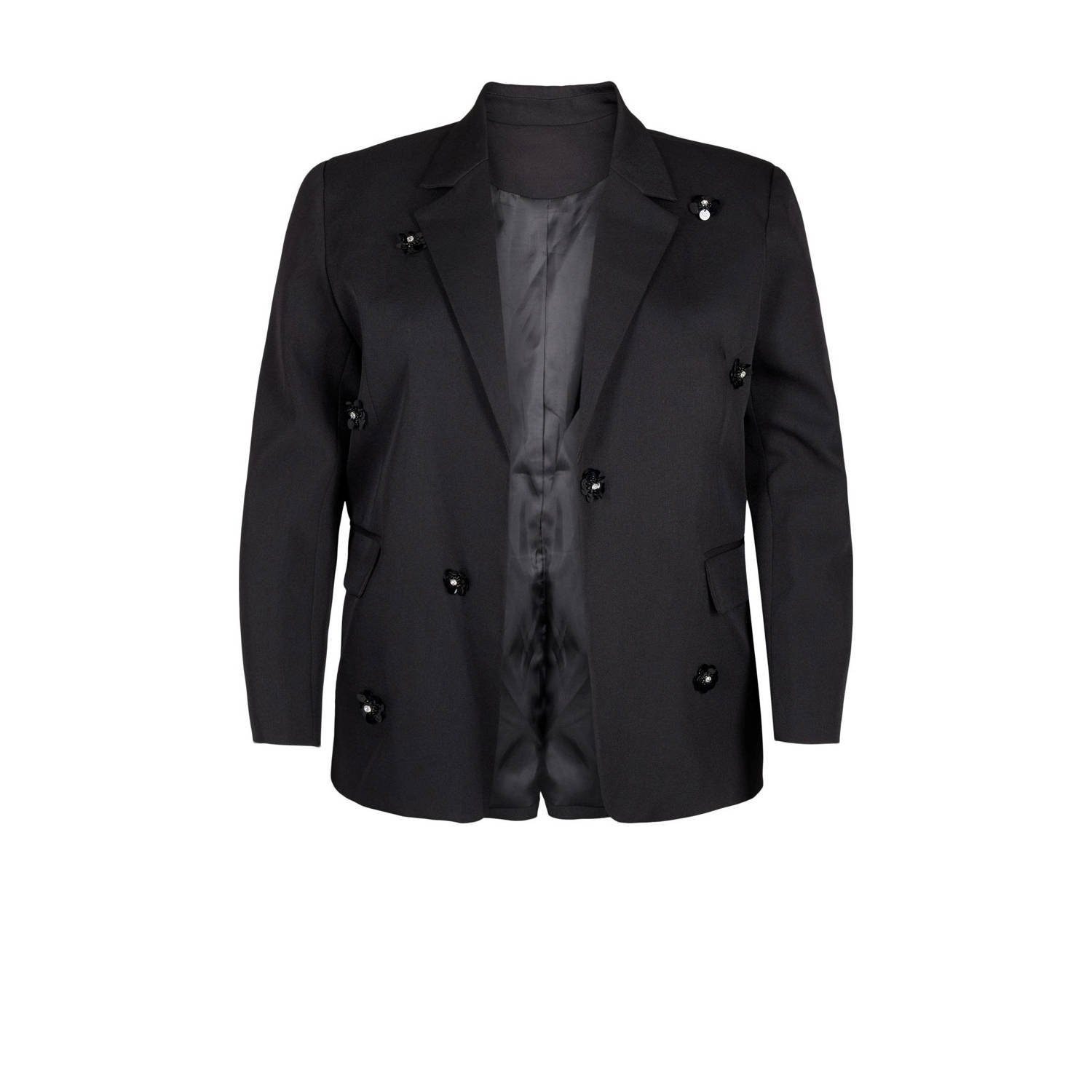 Zizzi rechtvallende blazer zwart