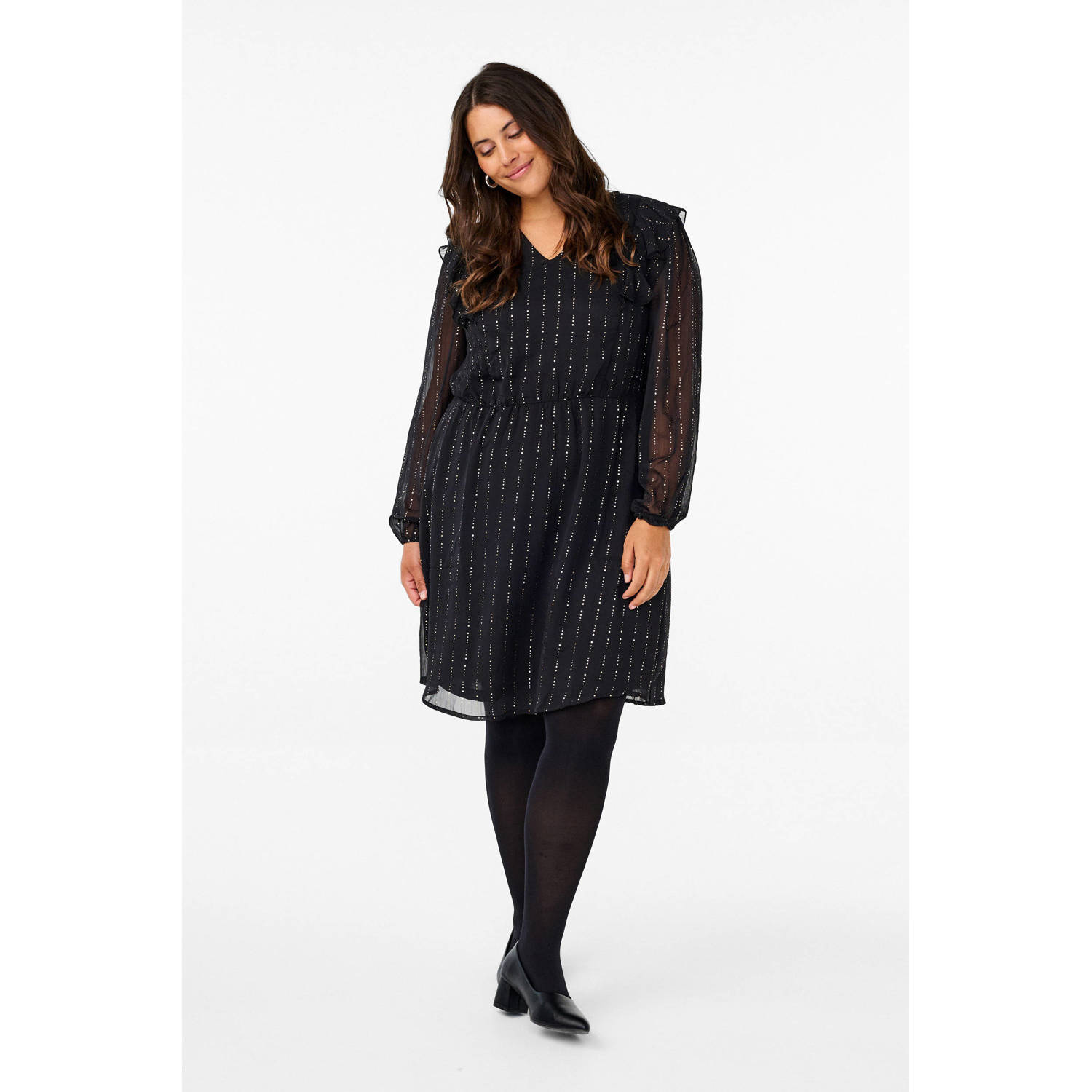 Zizzi semi-transparante jurk zwart