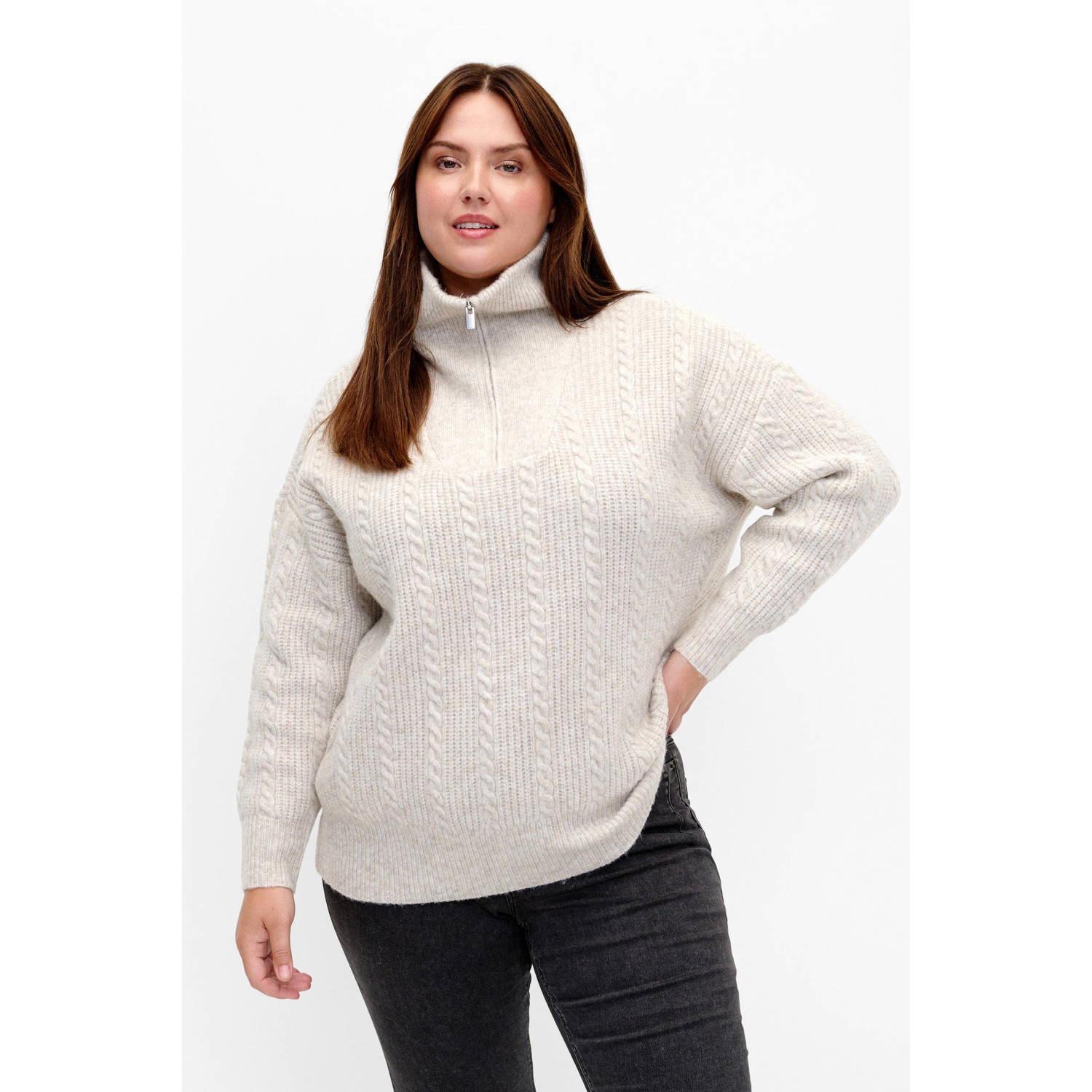 Zizzi schipperstrui beige