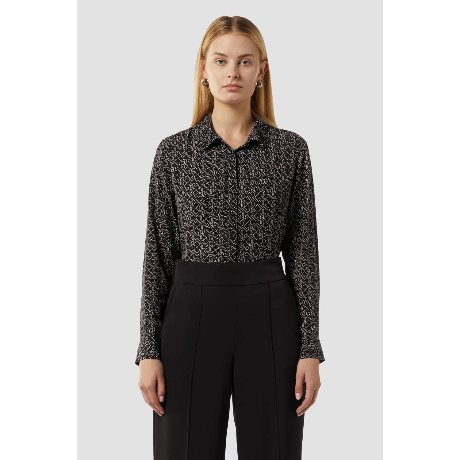 Comma Regular fit overhemdblouse van pure viscose met zijsplitten