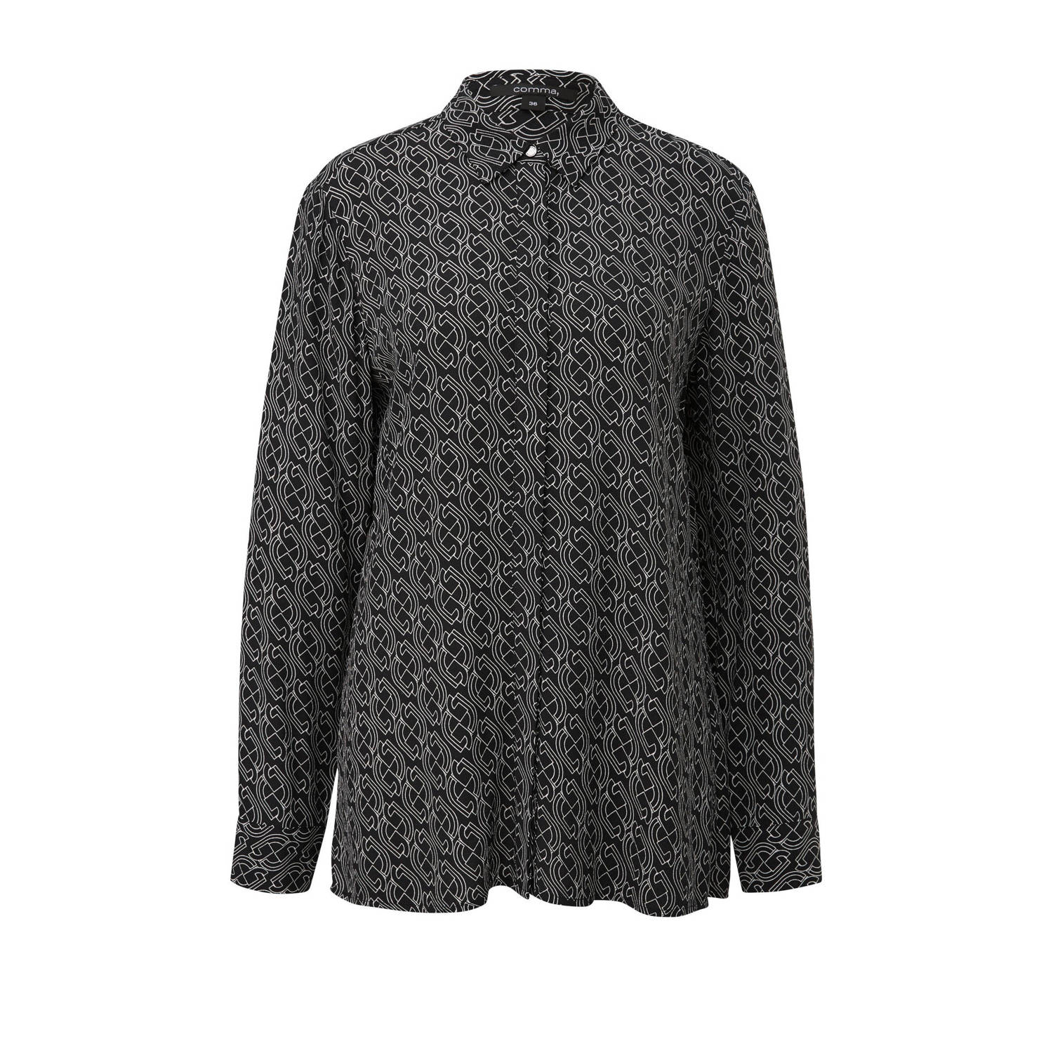 comma blouse met grafische print zwart