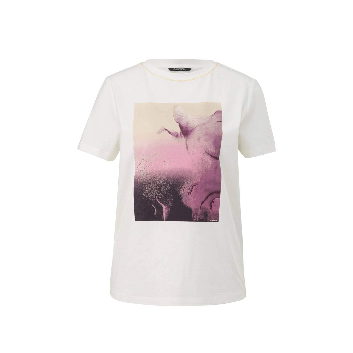 Comma T-shirt met printopdruk wit lila