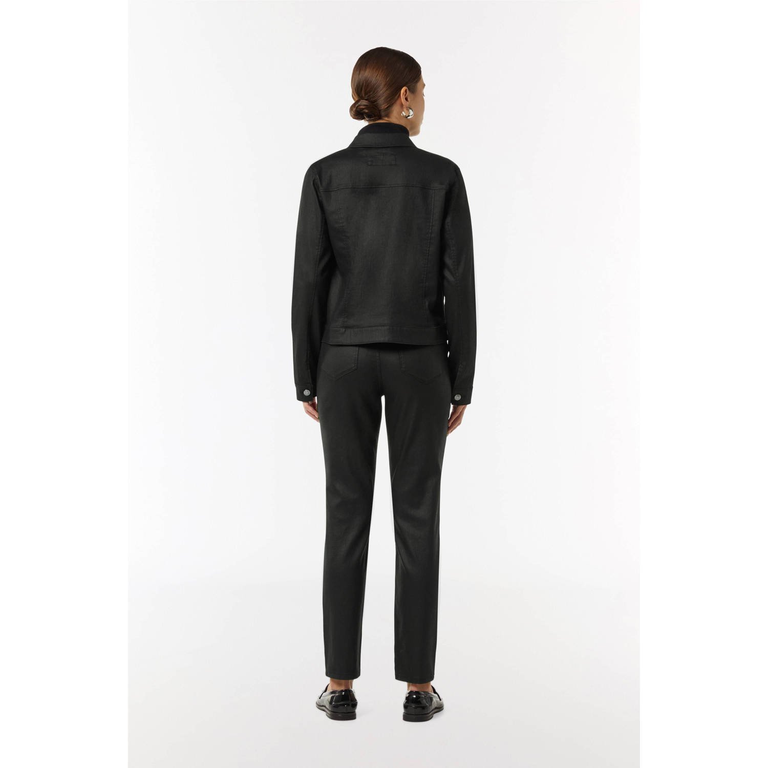comma coated slim fit broek zwart