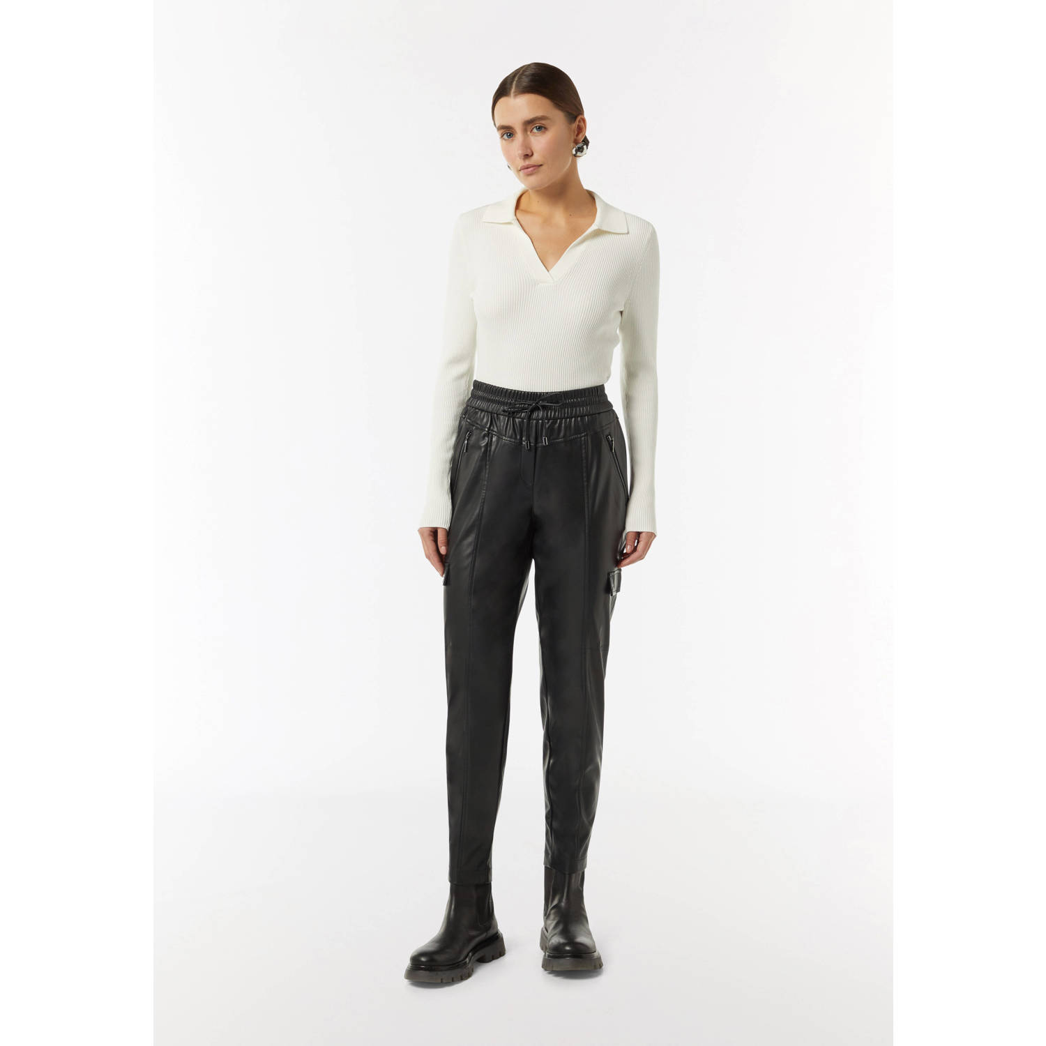 Comma Cargo Pocket Business Jogger Broek Black Dames