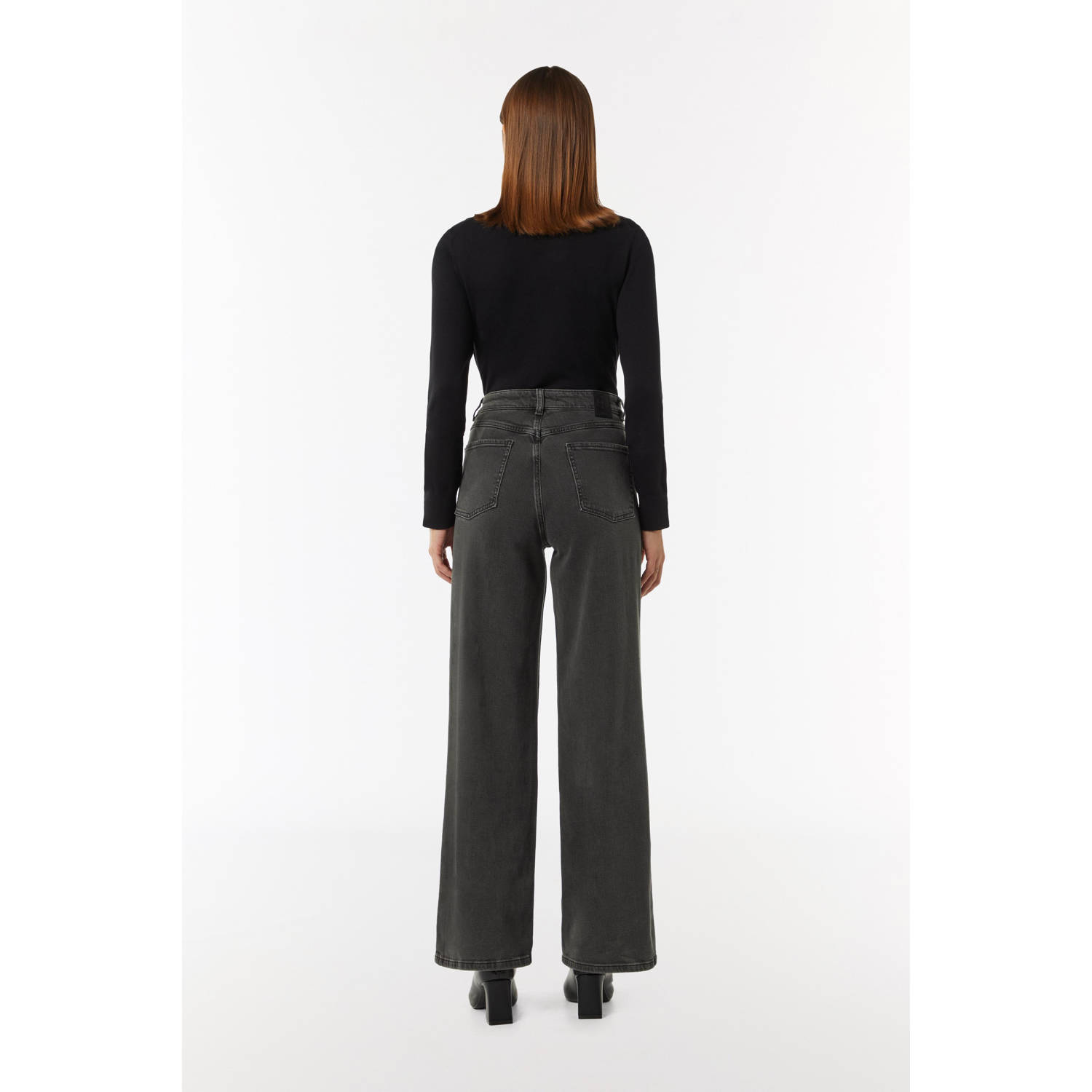 comma wide leg jeans black denim