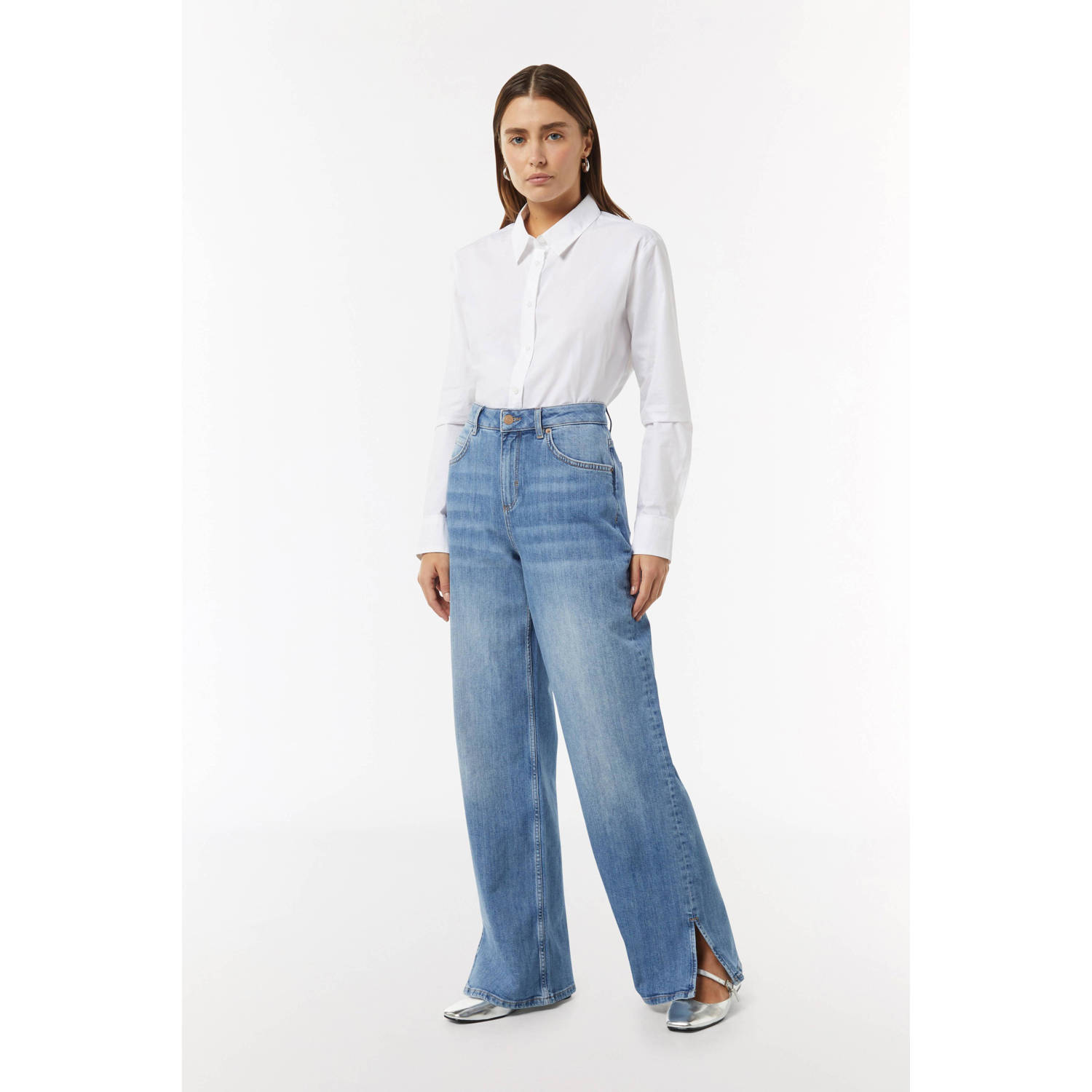 Comma casual identity high waist wide leg jeans light blue