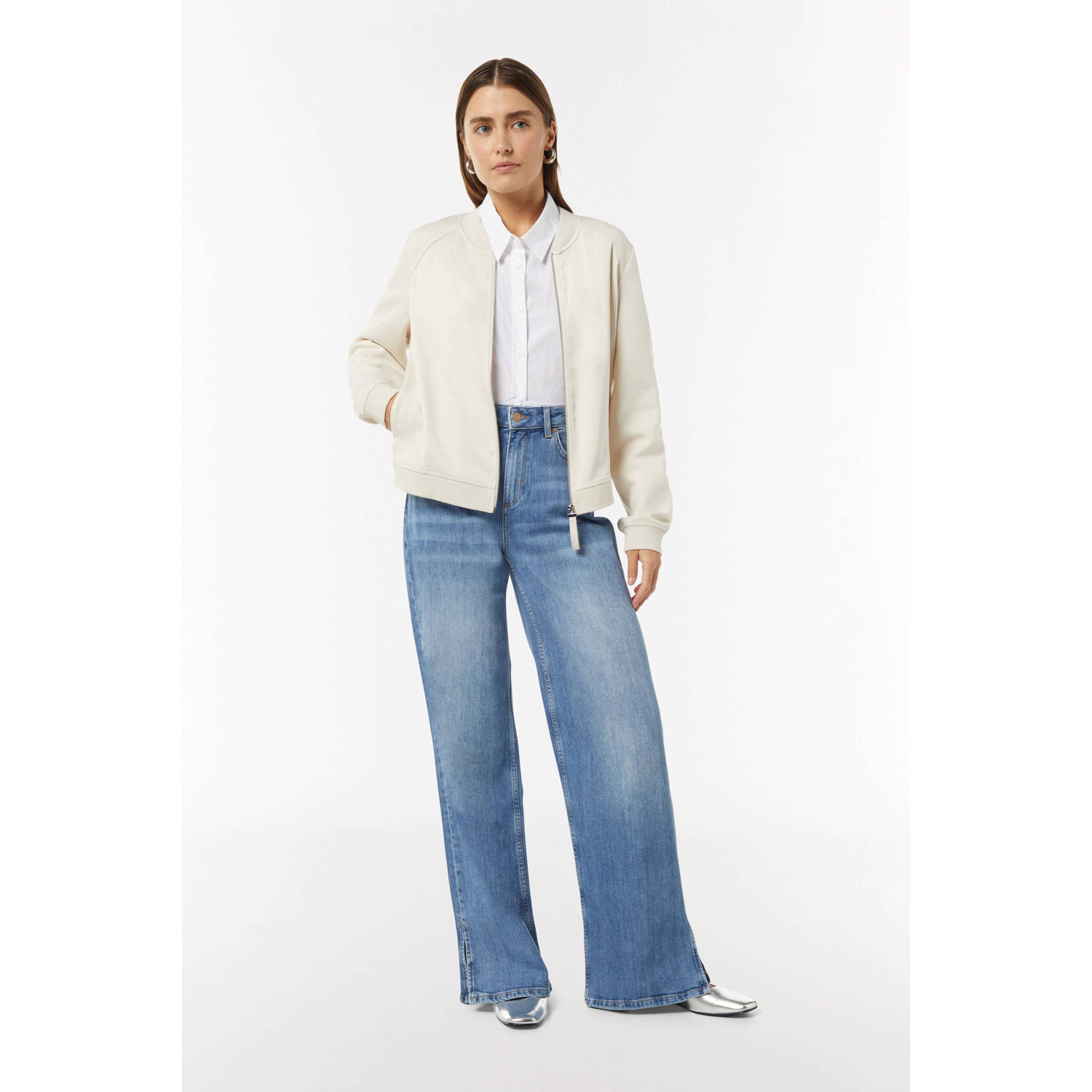 comma casual identity high waist wide leg jeans light blue