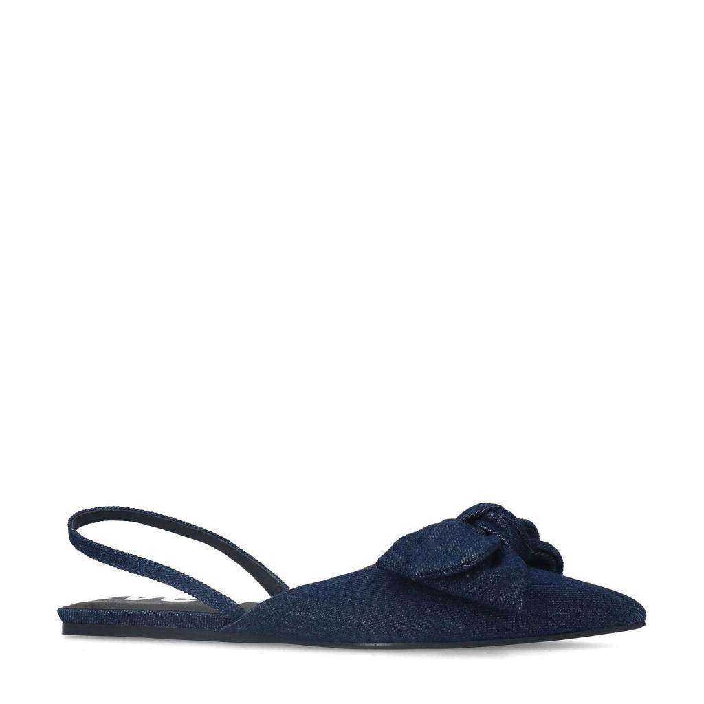 Denim en donkerblauwe dames Sacha slingback loafers van textiel met effen