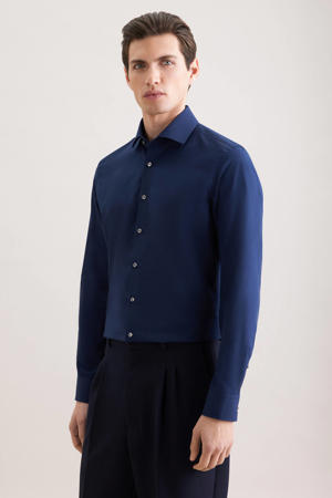 slim fit overhemd donkerblauw
