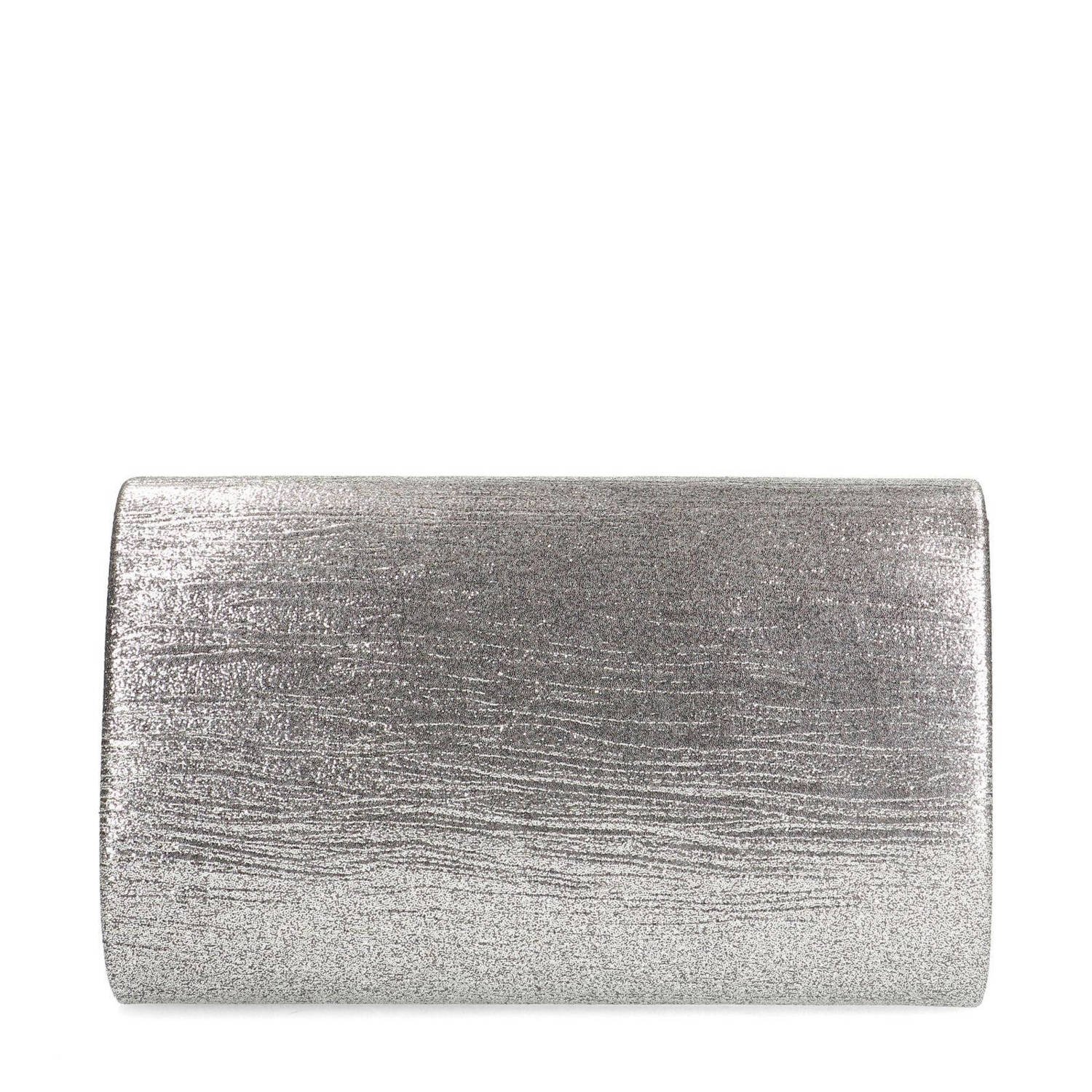 Manfield clutch met strikdetail zilverkleurig