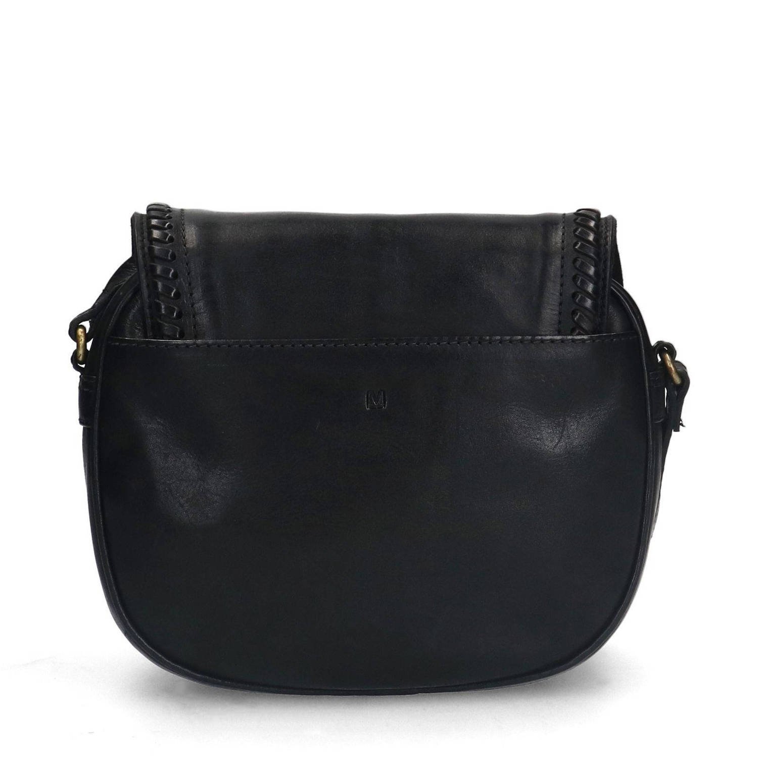 Manfield leren crossbody tas zwart