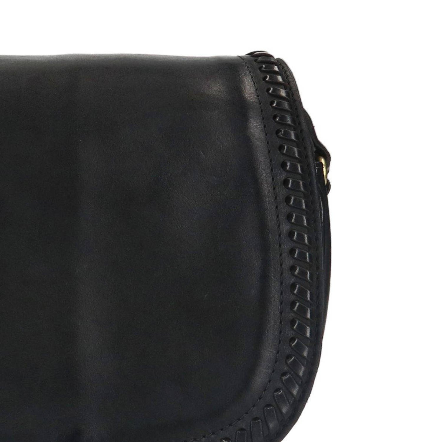 Manfield leren crossbody tas zwart
