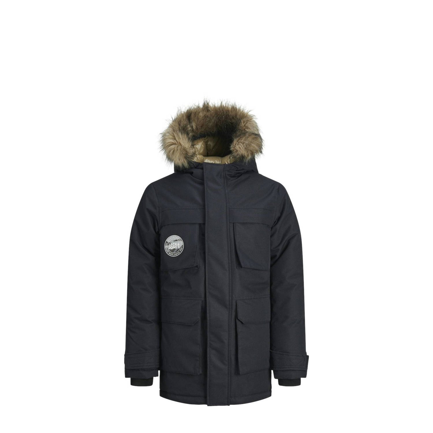 JACK & JONES JUNIOR gewatteerde winterjas donkerblauw