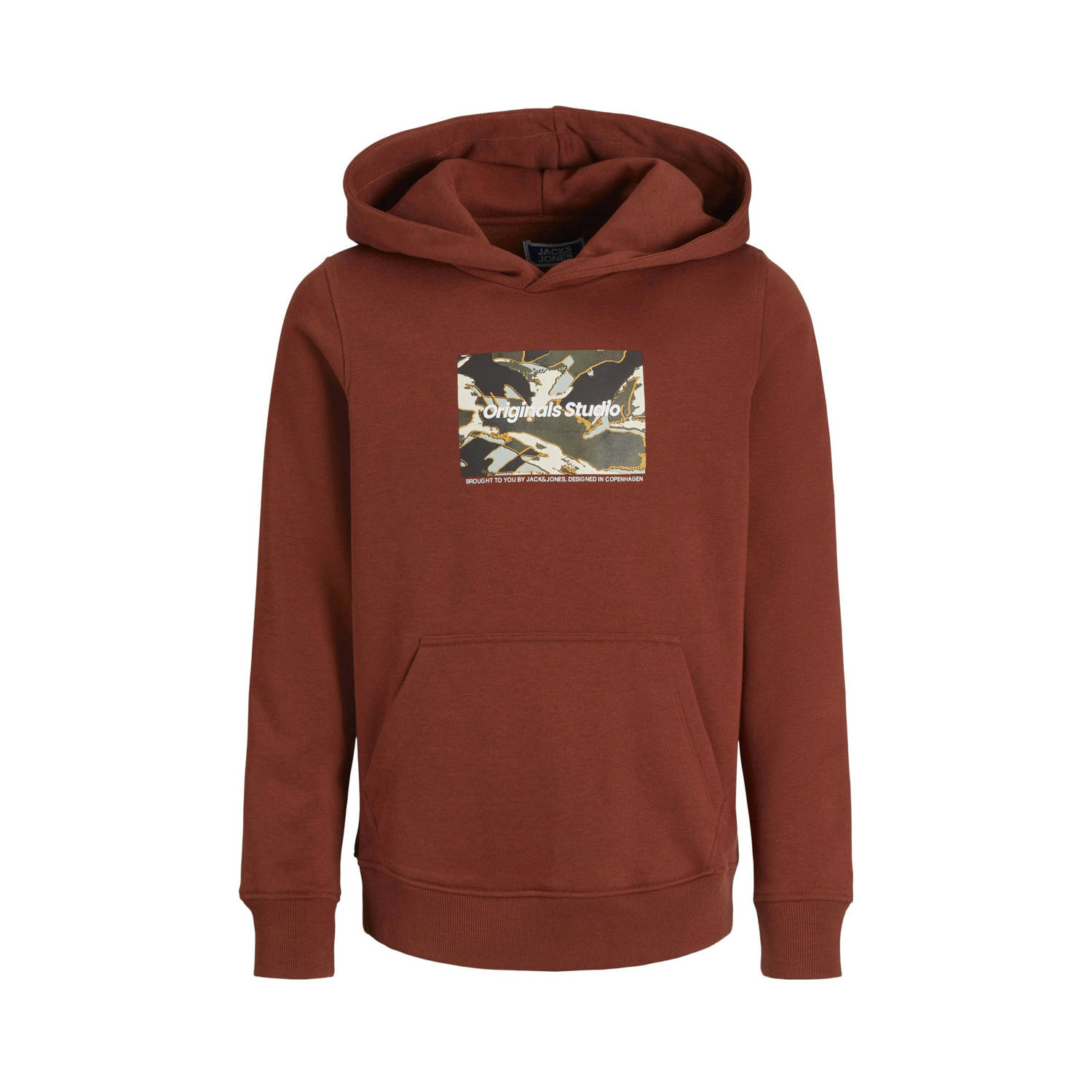 JACK & JONES JUNIOR hoodie JORVESTERBRO NEWTON met printopdruk warmbruin