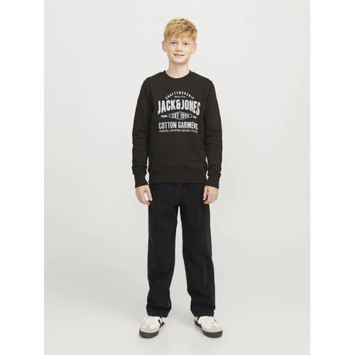 JACK & JONES JUNIOR high waist relaxed fit jeans JJICHRIS JJORIGINAL black denim afbeelding