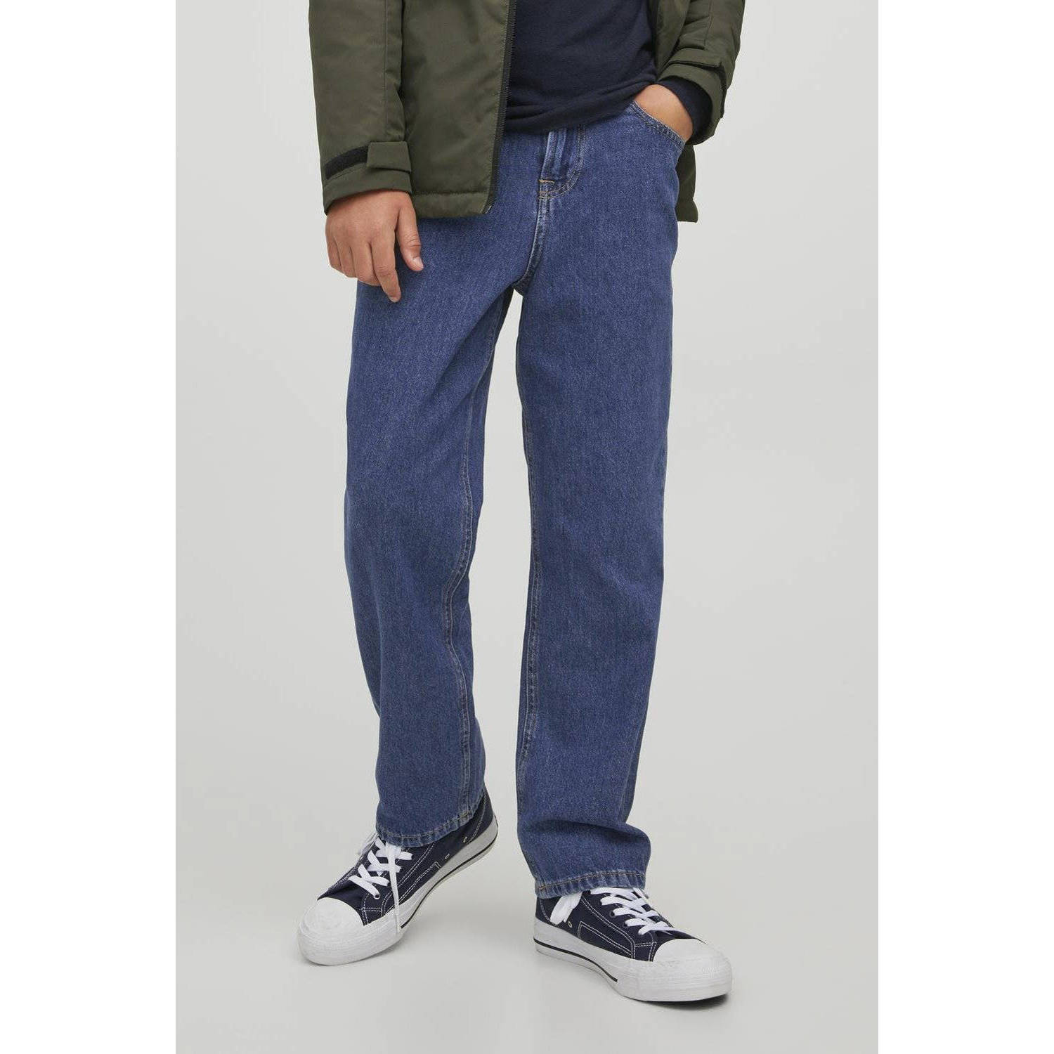 JACK & JONES JUNIOR high waist relaxed jeans JJICHRIS JJORIGINAL blue denim